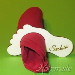 Holz-Serviettenring Füßchen zu Taufe oder Kommunion / Konfirmation