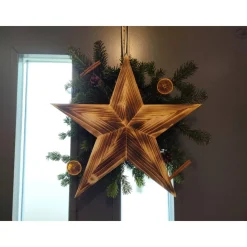 Holzstern in 3D-Optik, geflammt / Stern aus Holz