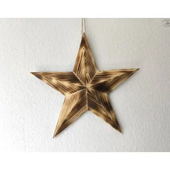 Holzstern in 3D-Optik, geflammt / Stern aus Holz