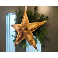 Holzstern in 3D-Optik, geflammt / Stern aus Holz