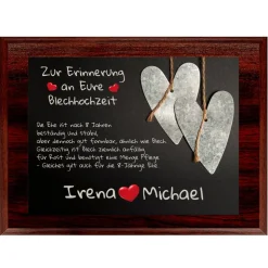Holztafel Blechhochzeit mit Namen 8 Hochzeitstag