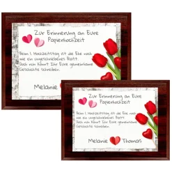 Holztafel Rosenhochzeit mit Namen 10 Jahre
