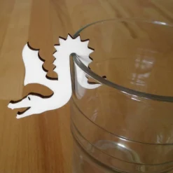 Holztier Drache für Gläser und Becher