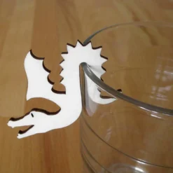 Holztier Drache für Gläser und Becher