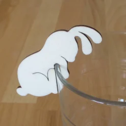 Holztier Hase für Gläser und Becher