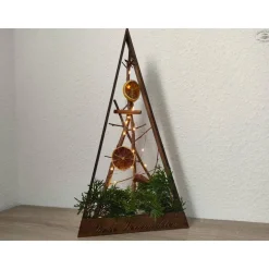 Holz-Weihnachtsbaum aus Pappelholz mit Schriftzug "Frohe Weihnachten"