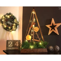 Holz-Weihnachtsbaum aus Pappelholz mit Schriftzug 