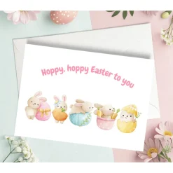 Hoppy hoppy Easter to you Karte, Happy Easter Karte, Osterhasen Grußkarte, Osterkarte mit Umschlag