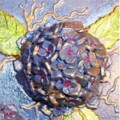 HORTENSIA Collage Mixed Media Malerei Geschenkidee Wanddekoration Handgefertigtes Unikat Blumenbild Muttertagsgeschenk