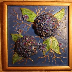 HORTENSIA Collage Mixed Media Malerei Geschenkidee Wanddekoration Handgefertigtes Unikat Blumenbild Muttertagsgeschenk