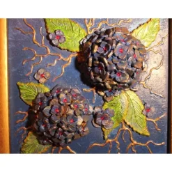 HORTENSIA Collage Mixed Media Malerei Geschenkidee Wanddekoration Handgefertigtes Unikat Blumenbild Muttertagsgeschenk