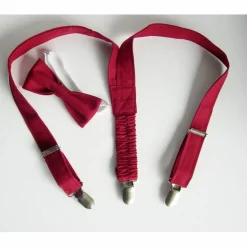 Hosenträger mit Fliege Weinrot Kinderhosenträger, einfarbig, Kinderhosenträger, Babyhosenträger, Hosenträger Kinder, Fliege, verstellbar