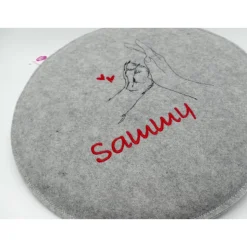 Hunde - Welpe Pfote Filzkissen Campingkissen Wunschname - Rundes Filzsitzkissen mit personalisiertem Namen Stuhlkissen