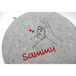 Hunde - Welpe Pfote Filzkissen Campingkissen Wunschname - Rundes Filzsitzkissen mit personalisiertem Namen Stuhlkissen