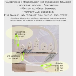 Häuserring Häuserloop Häuserkranz mit Ständer | Lichthaus Deko | Geschenke Einzug Richtfest | weiße Raysin Dekoration