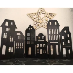 Häuserzeile, schwarz I Häuserkulisse