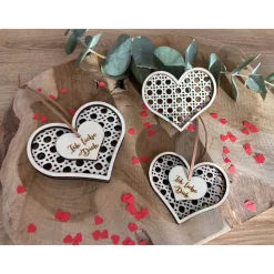 Ich liebe Dich Herzanhänger Rattanoptik