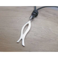 Ichthys M, Christenfisch, Anhänger Silber 925, christliches Erkennungszeichen zur Konfirmation, Kommunion, Firmung