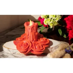 In Rosen gebetteter Teelichthalter – Stilvoller LED Kerzenhalter aus PLA, individuell bedruckbar
