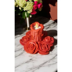 In Rosen gebetteter Teelichthalter – Stilvoller LED Kerzenhalter aus PLA, individuell bedruckbar