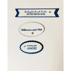 Individualisierbare Glückwunschkarte zur Geburt , Blau/Weiß , Handarbeit , Junge, Stampin'Up!