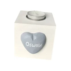 Individuell bemalter Kerzenwürfel Trauerlicht Pusteblume – Personalisierter Teelichthalter aus Holz