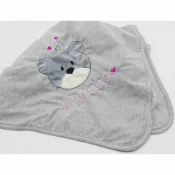 Individuelle Babydecke Teddygesicht Bärengesicht mit gestickem Wunschnamen - Kindergarten - Wunschdecke - Schmusedecke mit Namen