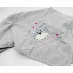 Individuelle Babydecke Teddygesicht Bärengesicht mit gestickem Wunschnamen - Kindergarten - Wunschdecke - Schmusedecke mit Namen