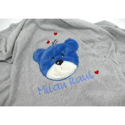 Individuelle Babydecke Teddygesicht Bärengesicht mit gestickem Wunschnamen - Kindergarten - Wunschdecke - Schmusedecke mit Namen