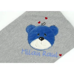 Individuelle Babydecke Teddygesicht Bärengesicht mit gestickem Wunschnamen - Kindergarten - Wunschdecke - Schmusedecke mit Namen