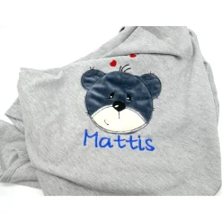 Individuelle Babydecke Teddygesicht Bärengesicht mit gestickem Wunschnamen - Kindergarten - Wunschdecke - Schmusedecke mit Namen