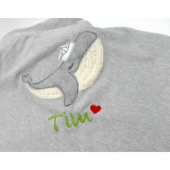 Individuelle Babydecke Wal ahoi mit gestickem Wunschnamen - Kindergarten - Wunschdecke - Schmusedecke m