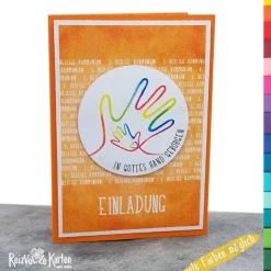 Individuelle Einladungskarte Kommunion – In Gottes Hand geborgen | Verschiedene Farben