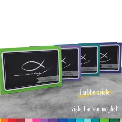 Individuelle Einladungskarten zur Kommunion, Konfirmation, Taufe & Firmung – Design Kreidezeichnung Fisch