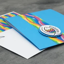 Individuelle Einladungskarte Regenbogen Fisch zur Kommunion, Taufe, Konfirmation & Firmung