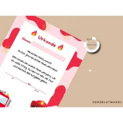 Individuelle Urkunde für kleine Feuerwehrhelden A4 - Perfektes Feuerwehr Geschenk für Kinder | Feuerwehrparty | Mitgebse