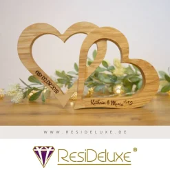 Jasmin Holzherzen mit Gravur Hochzeitsgeschenk Geschenk Verlobung Jahrestag Herz Hochzeit Valentinstag Muttertag