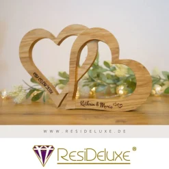 Jasmin Holzherzen mit Gravur Hochzeitsgeschenk Geschenk Verlobung Jahrestag Herz Hochzeit Valentinstag Muttertag