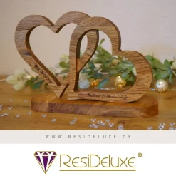 Jasmin Holzherzen mit Gravur Hochzeitsgeschenk Geschenk Verlobung Jahrestag Herz Hochzeit Valentinstag Muttertag