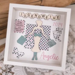 Jugendweihe, Geldgeschenk, Geschenk, personalisiert, Geld, Rahmen, Geldrock, Mädchen, Konfirmation, Spruch