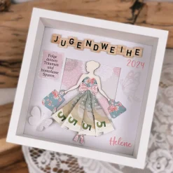 Jugendweihe, Geldgeschenk, Geschenk, personalisiert, Geld, Rahmen, Geldrock, Mädchen, Konfirmation, Spruch