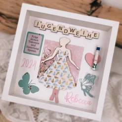 Jugendweihe, Geldgeschenk, Geschenk, personalisiert, Geld, Rahmen, Geldrock, Mädchen, Konfirmation, Spruch