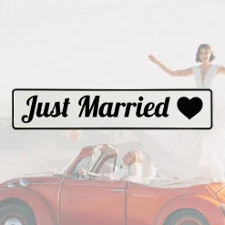 Just Married Deko Auto Set – Hochzeitskennzeichen Fotorequisite Herzen | Hochzeitsauto Deko Hochzeit Brautpaar Geschenk