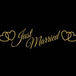 Just Married Hochzeitsauto Aufkleber mit Herzen – 60 cm, 16 Farben, wetterfest & ablösbar