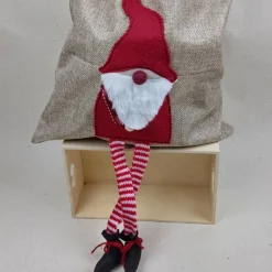 Jute-Geschenkbeutel mit Weihnachtswichtel – 30 cm x 40 cm - Geschenkverpackung