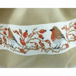 Jutesäckchen Rotkehlchen im Hagebutten-Strauch, Geschenksäckchen