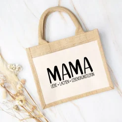 Jutetasche für Mama – Geschenkidee zum Muttertag mit Spruch: Liebe, Lachen, Lebenskünstlerin