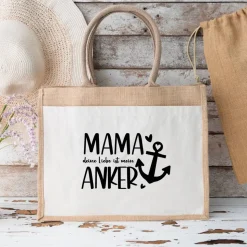 Jutetasche für Mama als Geschenk zum Muttertag – liebevolle Idee mit Anker Motiv