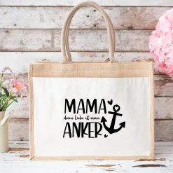 Jutetasche für Mama als Geschenk zum Muttertag – liebevolle Idee mit Anker Motiv