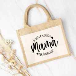 Jute-Tasche „Mama – Du bist die Allerbeste“ Geschenkidee zum Muttertag